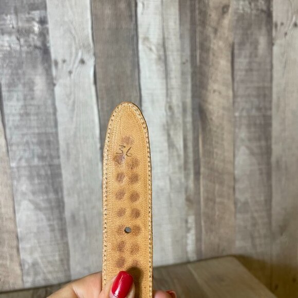 Leather Tooled Woven Fish Inlay Cutout Belt - Picture 4 of 5